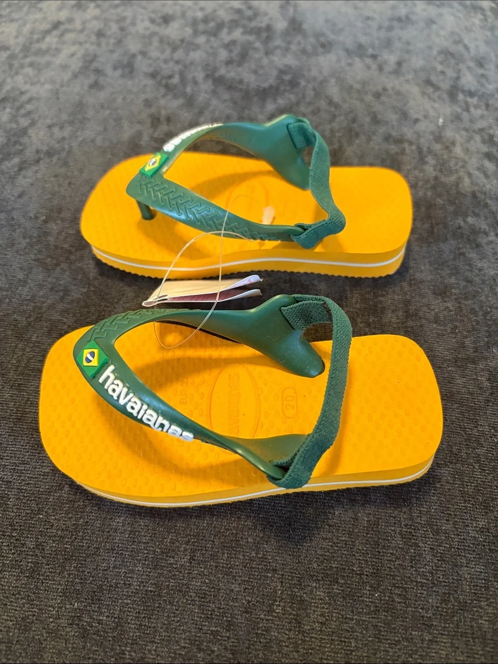 Original Havaianas Baby Brazil Yellow Banana Kids Flag Flip Flops 20/6C NWT